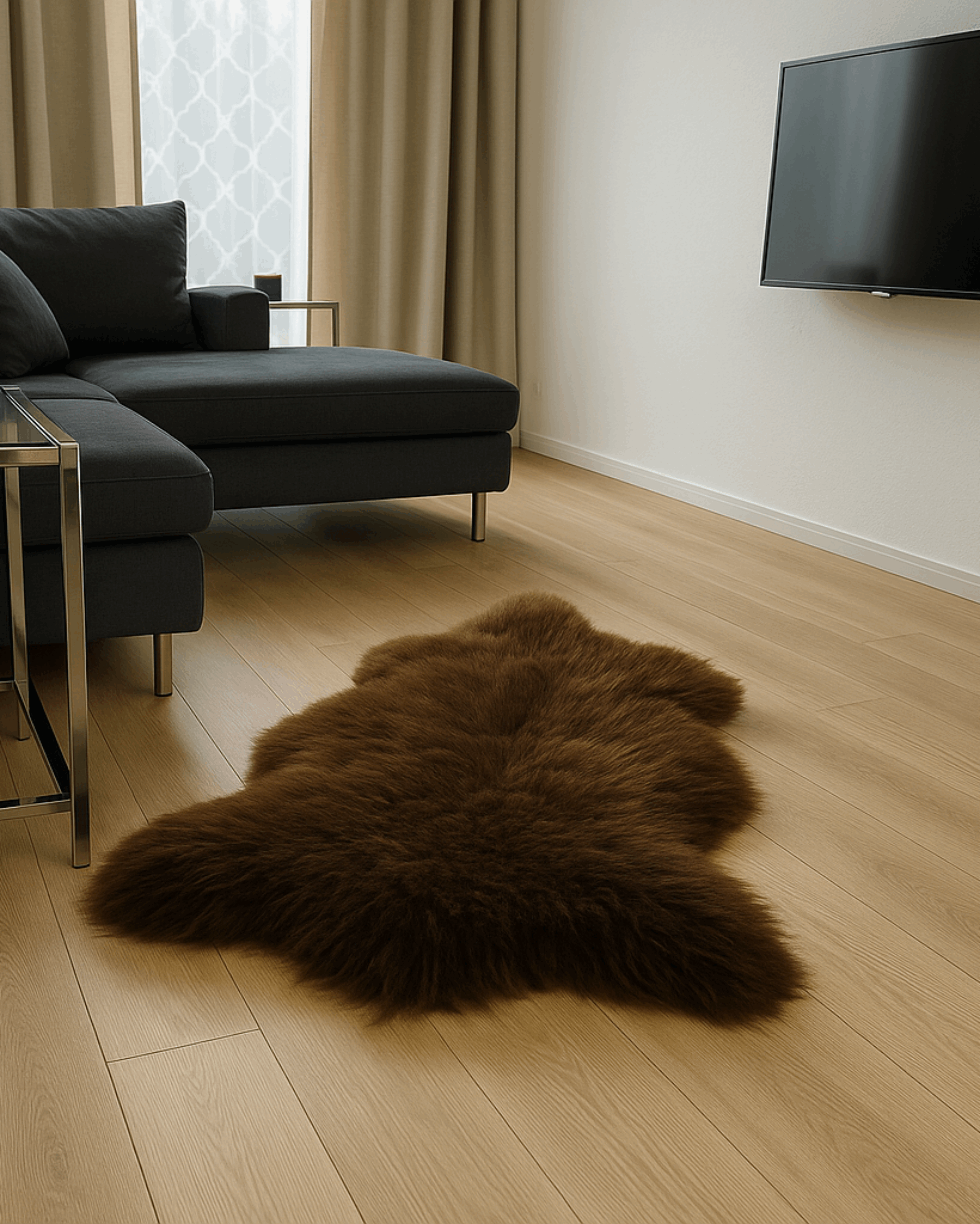 Natur Schaffell – Ökologisch gegerbt, XL, Naturbraun